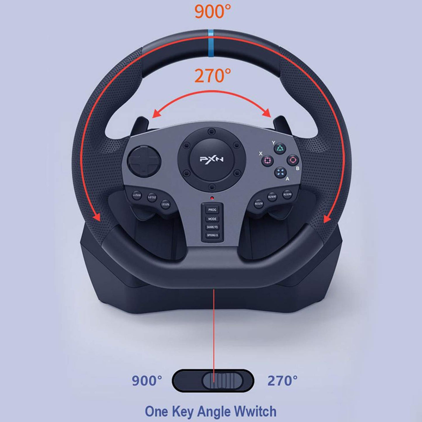 PXN V9 Gaming Steering Wheel with Pedal PXN-V9 Gamepad Racing Manual Transmission Vibration For PC / PS / Xbox / Switch