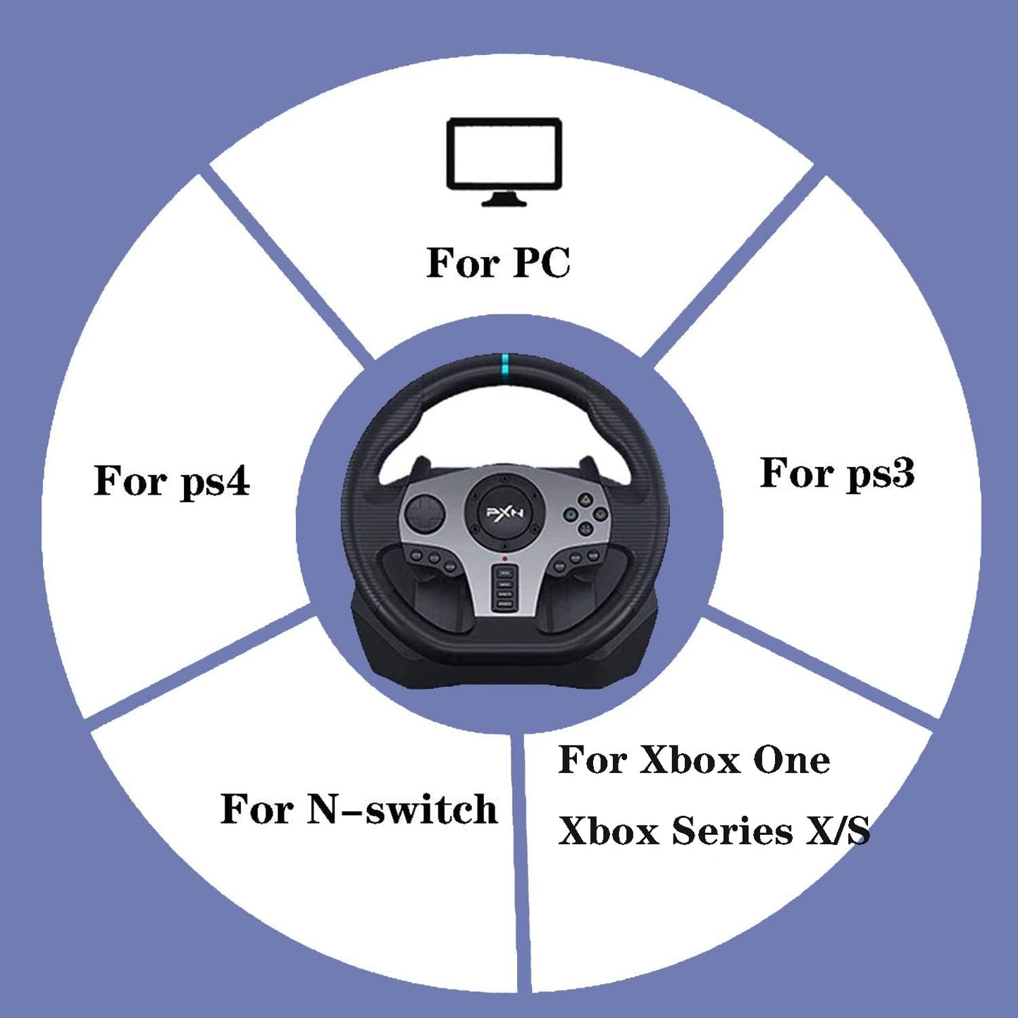 PXN V9 Gaming Steering Wheel with Pedal PXN-V9 Gamepad Racing Manual Transmission Vibration For PC / PS / Xbox / Switch