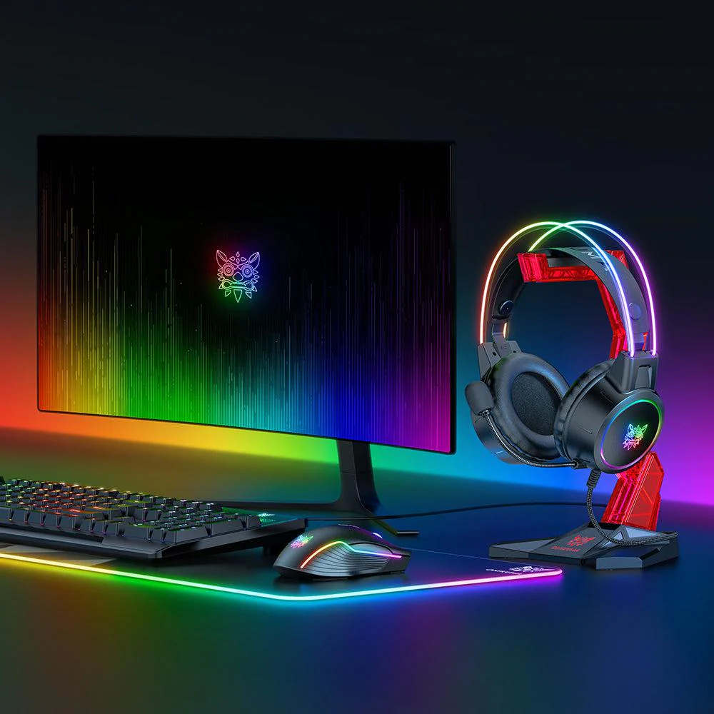 ONIKUMA ST-3 | Unique Design | Removable Soft Silicone | Anti-slip Base | Plastic Acrylic | Gaming Headsets Stand (Red)