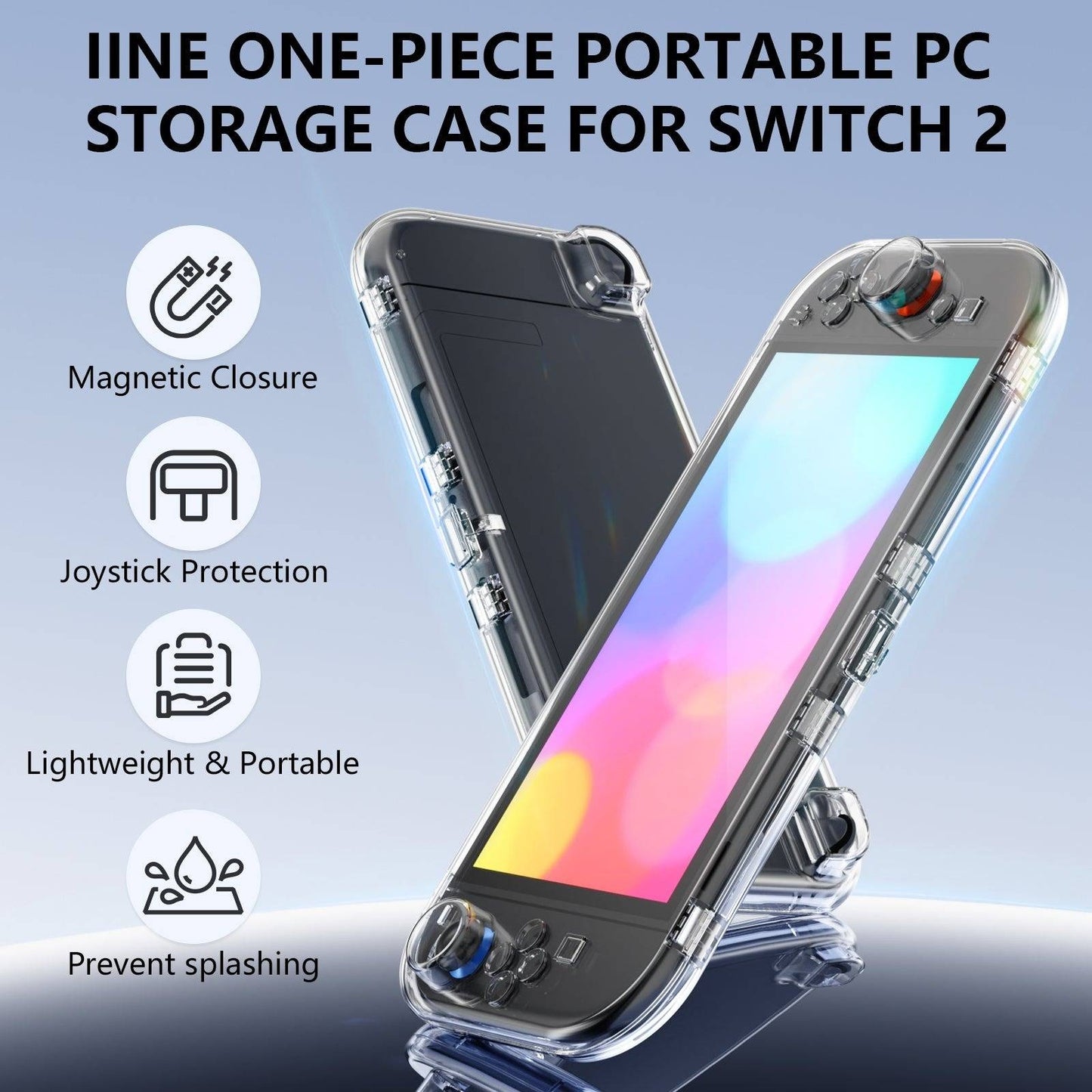 IINE L1094 Protective Crystal Clear Case With Raised Back For Nintendo Switch 2