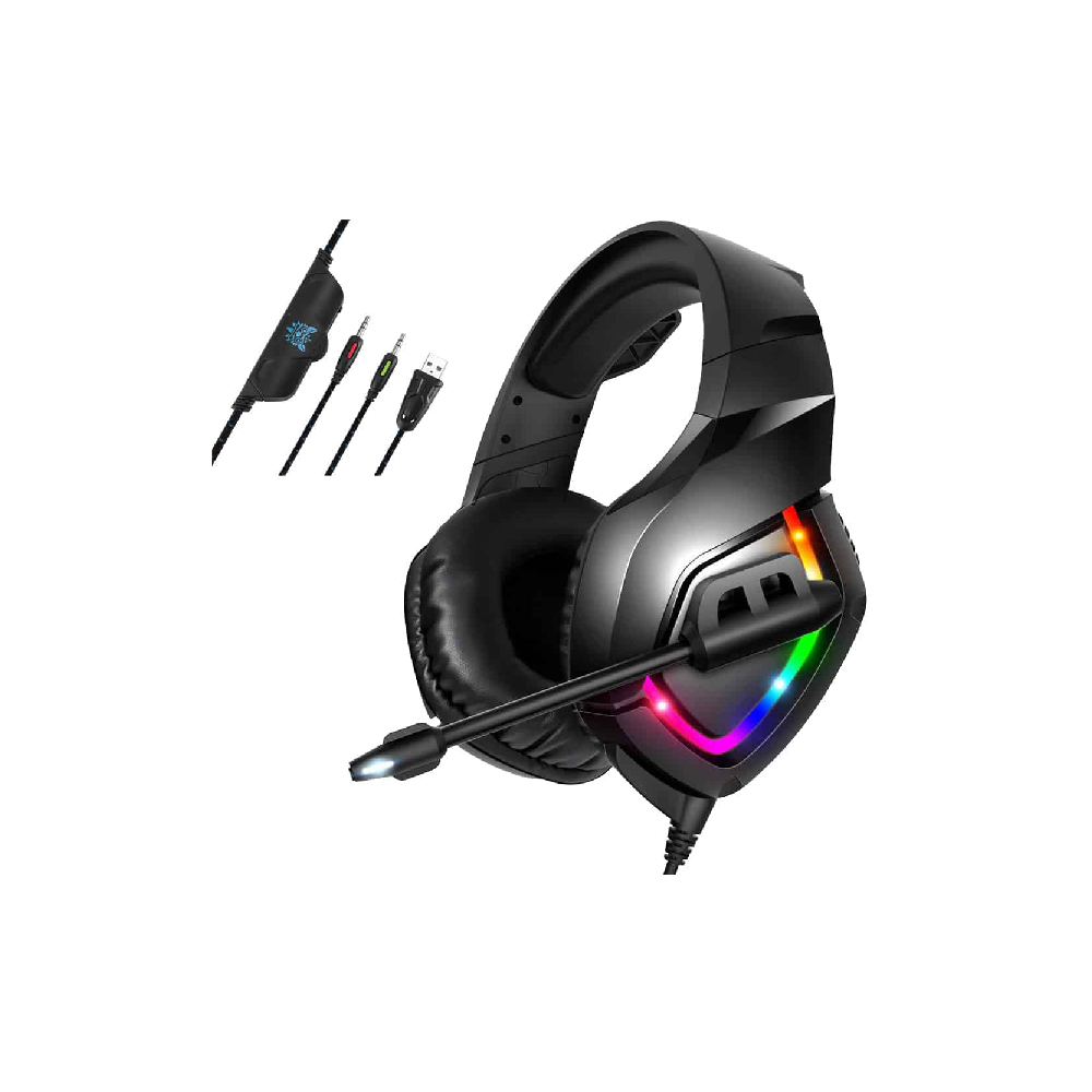 ONIKUMA K1-B | 50mm Driver | 7.1 Surround Sound | Adjustable Noise-Cancelling Microphone | Ergonomic | Wired RGB Gaming Headphones & Headsets (Black)