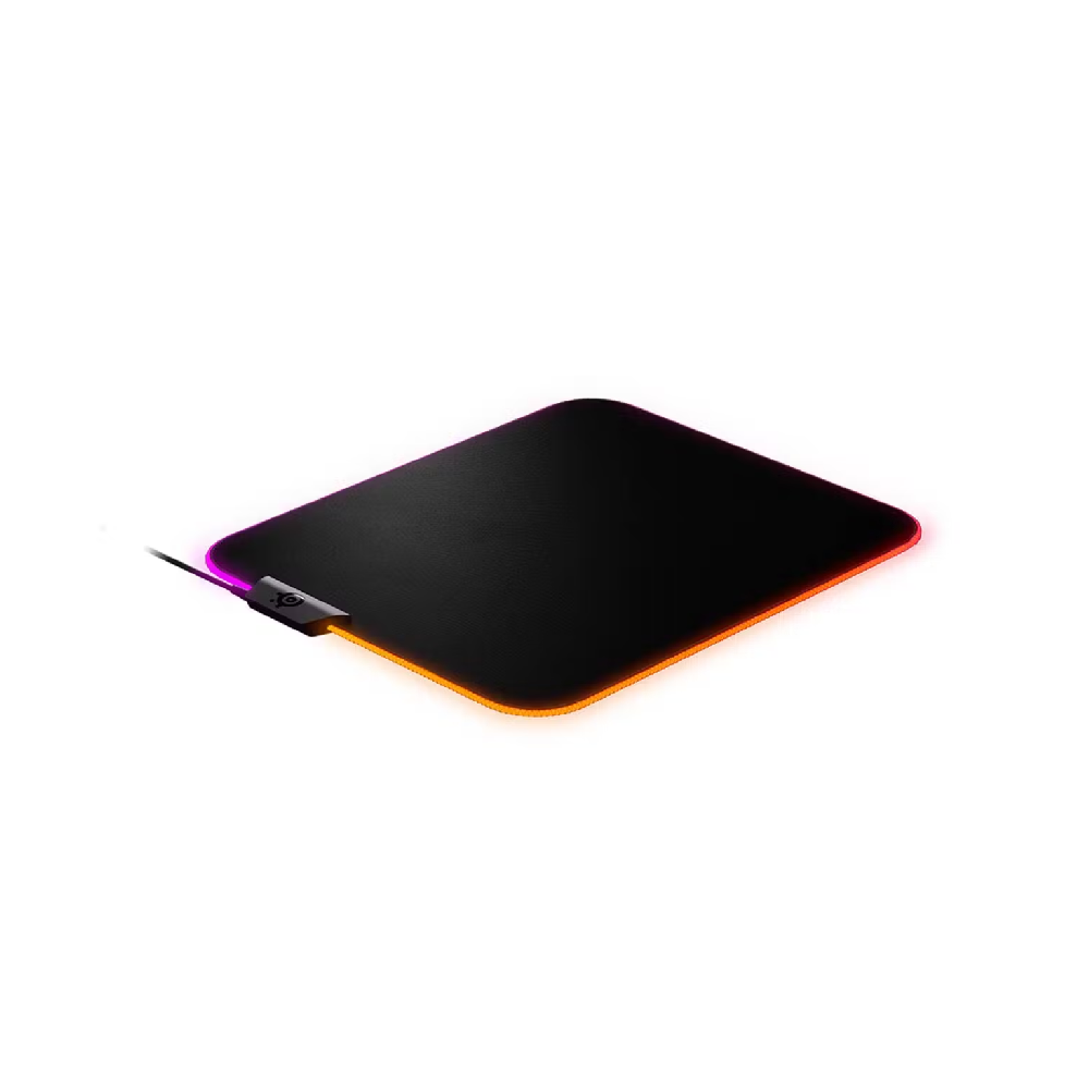 STEELSERIES QcK Prism | Anti-slip Rubber Base | Micro-woven Cloth Surface | Anti-fraying Stitched Edge | RGB Dynamic Illumination | Customizable RGB | RGB Gaming Mousepad (Black / 320mm x 270mm x 4mm)