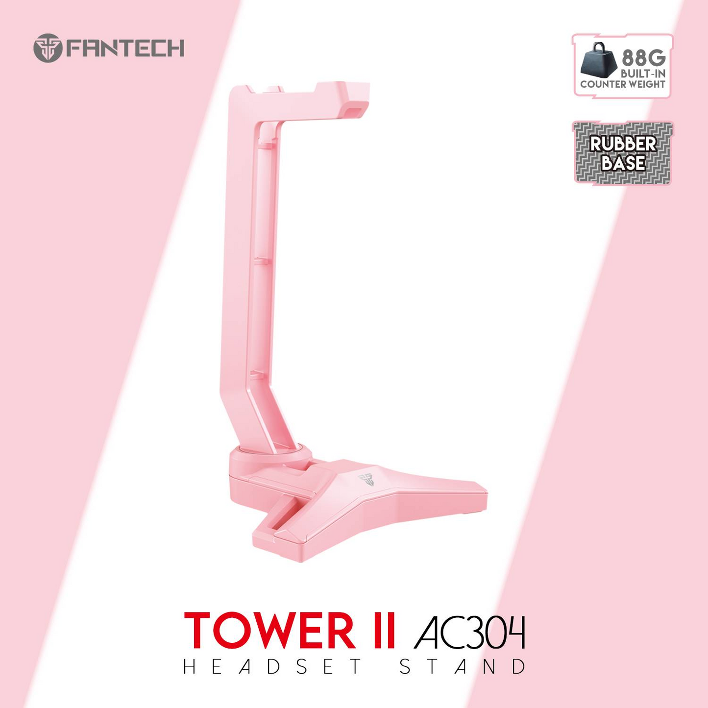 FANTECH Tower II AC304 | Durable | Triangular Non-slip Base | Built-in Weight | Gaming Headset Stand (Pink)