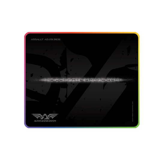 ARMAGGEDDON Assault AS-29R Pro | Anti-skid Rubber Base | Soft Cloth Surface | 5 Lighting Mode | LED Light Button Control | USB Wired | RGB Gaming Mousepad (Black / 300mm x 250mm x 3mm)