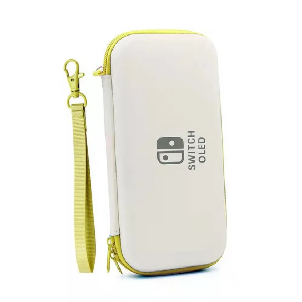 Nintendo Switch Slim Hard Carry Pouch For Nintendo Switch V1 / V2 / OLED (White with Yellow Zipper)