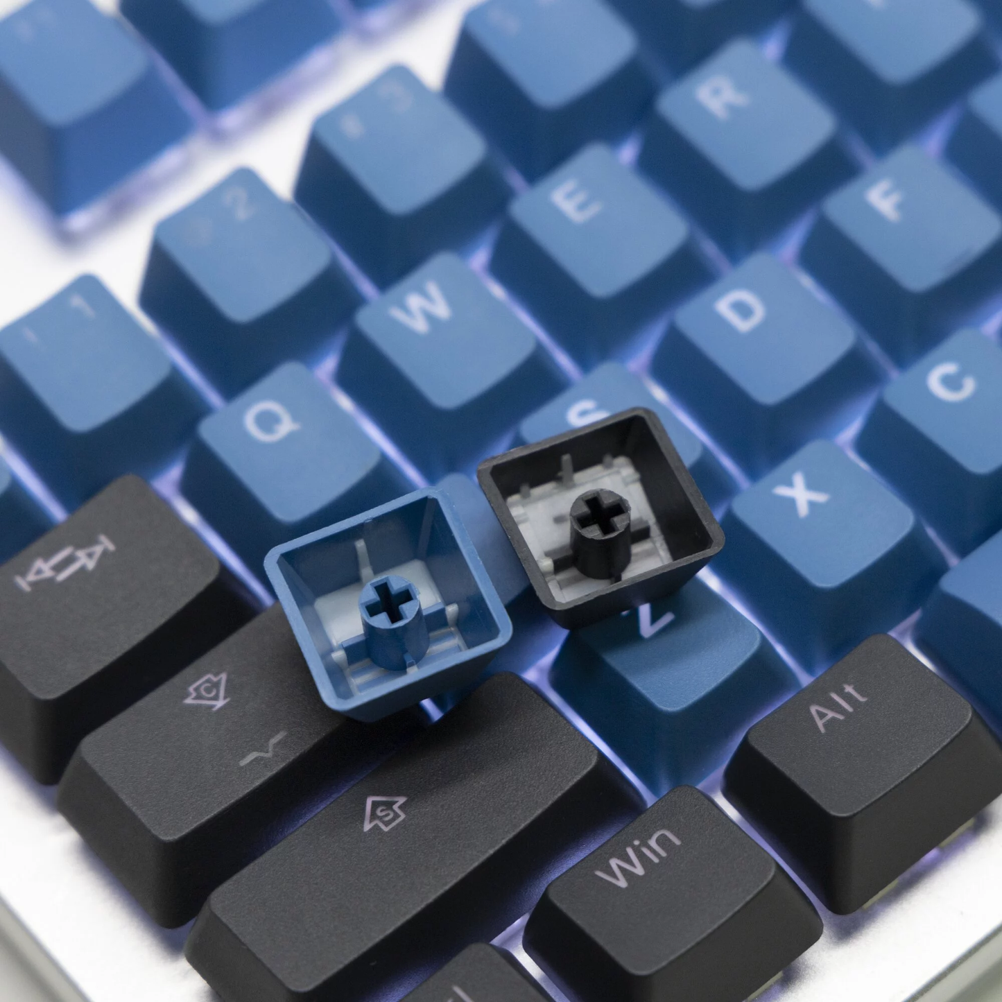 TAI-HAO Double Shot 132 Keycaps Set | PBT | Cubic OEM Profile | US Layout | Cherry MX Switch Types | Backlit | Keyboard Keycaps (Dark Forest Blue)