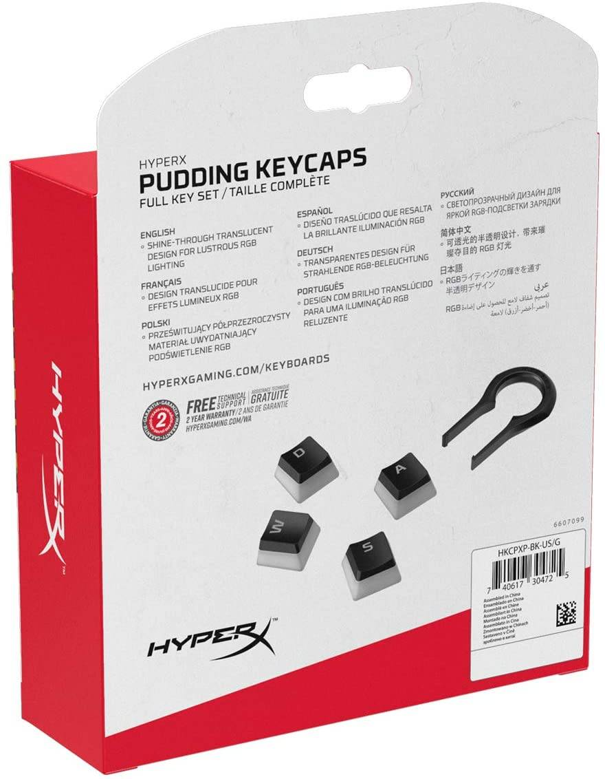 HYPERX Pudding Keycaps | 104 Keys | Double Shot | PBT | Translucent Layer | Made For RGB | Keyboard Keycaps (Black)