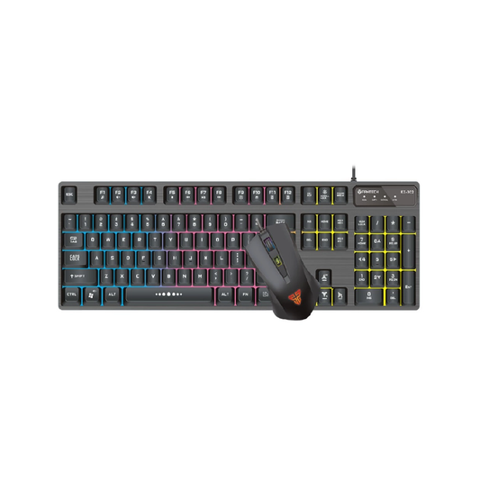 FANTECH KS302S Mouse + Keyboard Combo | Floating Switches | 104 Keys | 25 Keys Anti-Ghosting | Backlit | Adjustable 4 Stages DPI | Optical Sensor | Aluminum Alloy Cover | Wired RGB Gaming Keyboard and Mouse