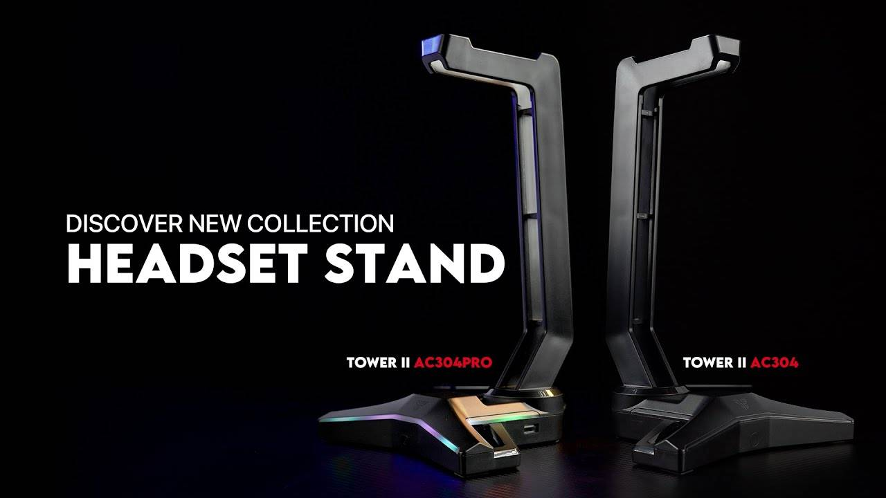 FANTECH Tower II AC304 Pro | 7 RGB Lighting Effects | Durable | Triangular Non-slip Base | Built-in Weight | RGB Gaming Headset Stand (Black)