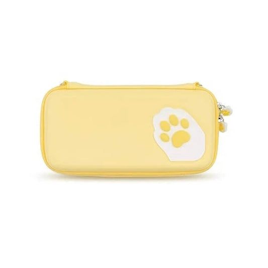 GEEKSHARE Nintendo Switch Slim Hard Carrying Case | PU Material | Cute & Eye-Catching | Carrying Case For Nintendo Switch V1 / V2 / OLED (Yellow Cat Paw)