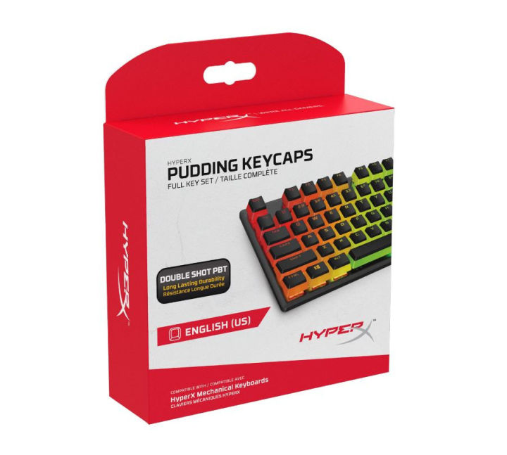 HYPERX Pudding Keycaps | 104 Keys | Double Shot | PBT | Translucent Layer | Made For RGB | Keyboard Keycaps (Black)