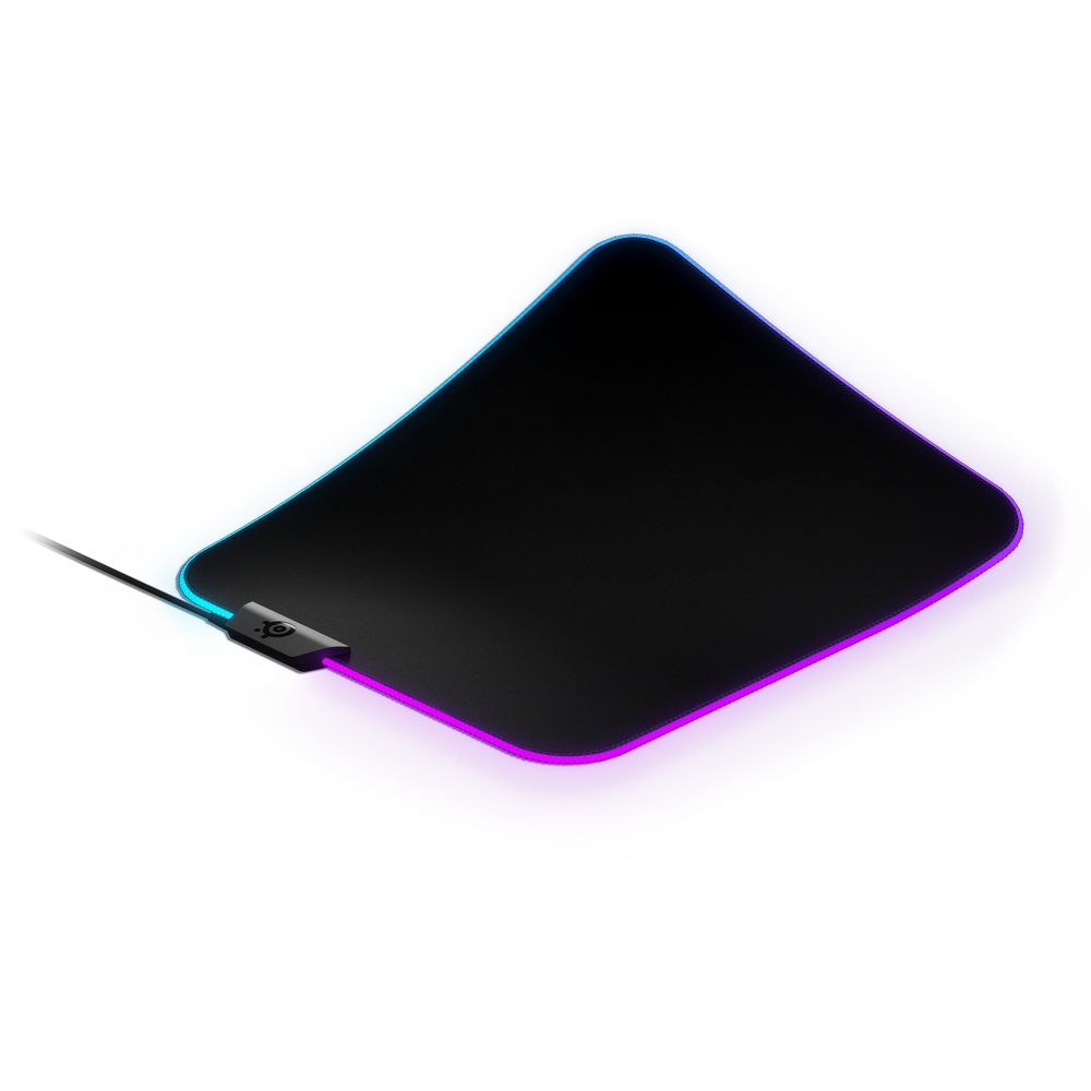 STEELSERIES QcK Prism | Anti-slip Rubber Base | Micro-woven Cloth Surface | Anti-fraying Stitched Edge | RGB Dynamic Illumination | Customizable RGB | RGB Gaming Mousepad (Black / 320mm x 270mm x 4mm)