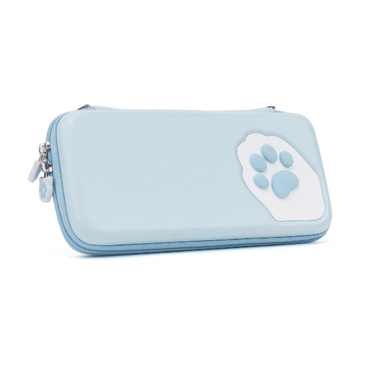GEEKSHARE Nintendo Switch Slim Hard Carrying Case | PU Material | Cute & Eye-Catching | Carrying Case For Nintendo Switch V1 / V2 / OLED (Blue Cat Paw)
