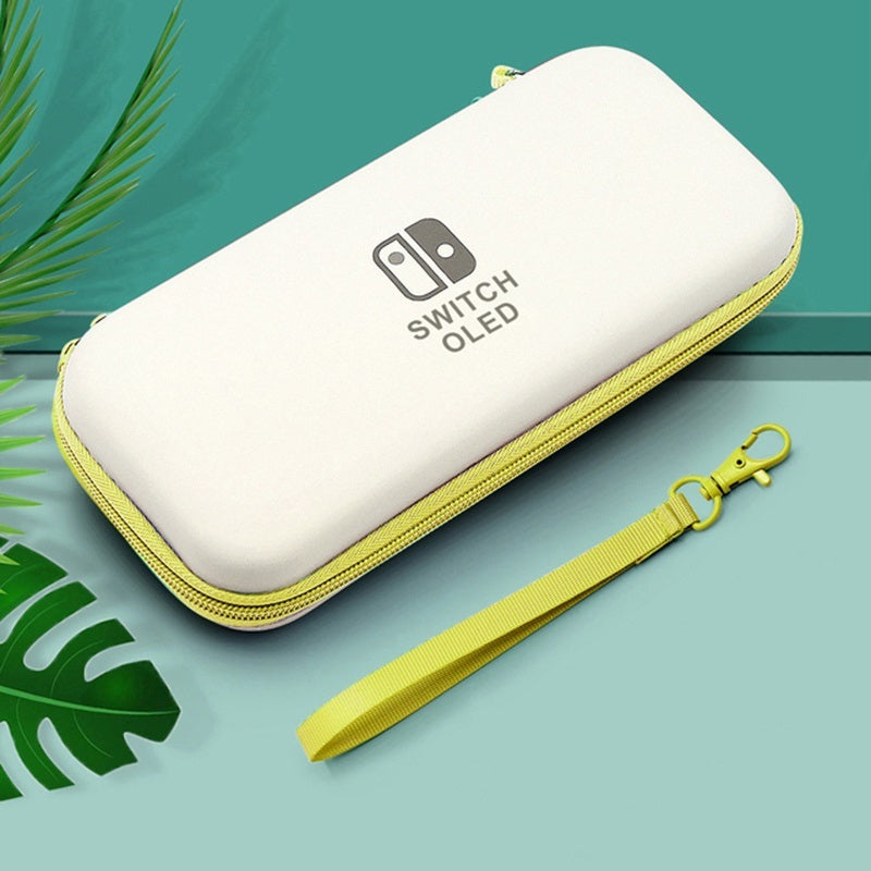 Nintendo Switch Slim Hard Carry Pouch For Nintendo Switch V1 / V2 / OLED (White with Yellow Zipper)