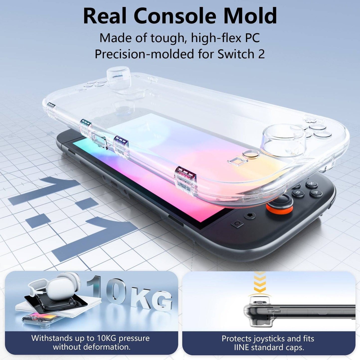 IINE L1094 Protective Crystal Clear Case With Raised Back For Nintendo Switch 2