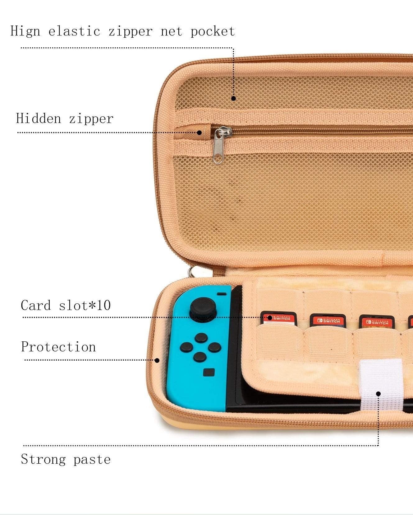 GEEKSHARE Nintendo Switch Slim Hard Carrying Case | PU Material | Cute & Eye-Catching | Carrying Case For Nintendo Switch V1 / V2 / OLED (Dog Ears Edition)