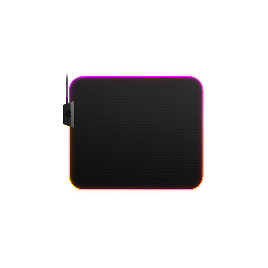 STEELSERIES QcK Prism | Anti-slip Rubber Base | Micro-woven Cloth Surface | Anti-fraying Stitched Edge | RGB Dynamic Illumination | Customizable RGB | RGB Gaming Mousepad (Black / 320mm x 270mm x 4mm)