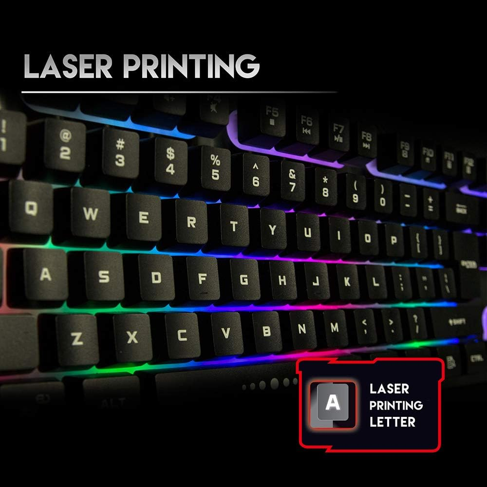 FANTECH KS302S Mouse + Keyboard Combo | Floating Switches | 104 Keys | 25 Keys Anti-Ghosting | Backlit | Adjustable 4 Stages DPI | Optical Sensor | Aluminum Alloy Cover | Wired RGB Gaming Keyboard and Mouse