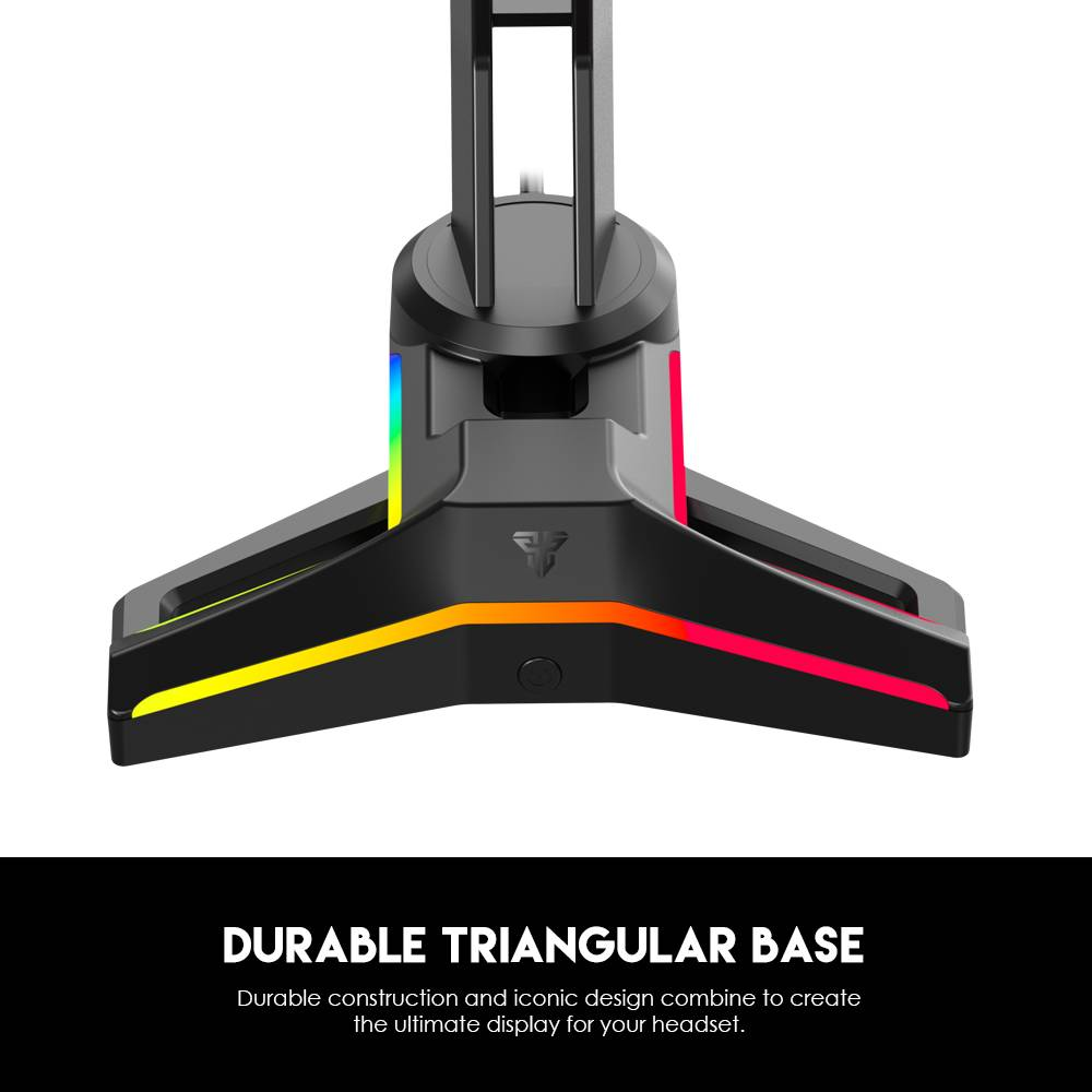 FANTECH Tower II AC304 Pro | 7 RGB Lighting Effects | Durable | Triangular Non-slip Base | Built-in Weight | RGB Gaming Headset Stand (Black)