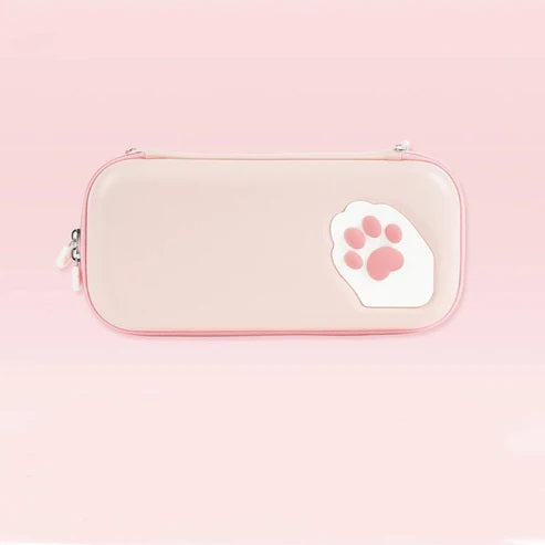 GEEKSHARE Nintendo Switch Slim Hard Carrying Case | PU Material | Cute & Eye-Catching | Carrying Case For Nintendo Switch V1 / V2 / OLED (Pink Cat Paw)