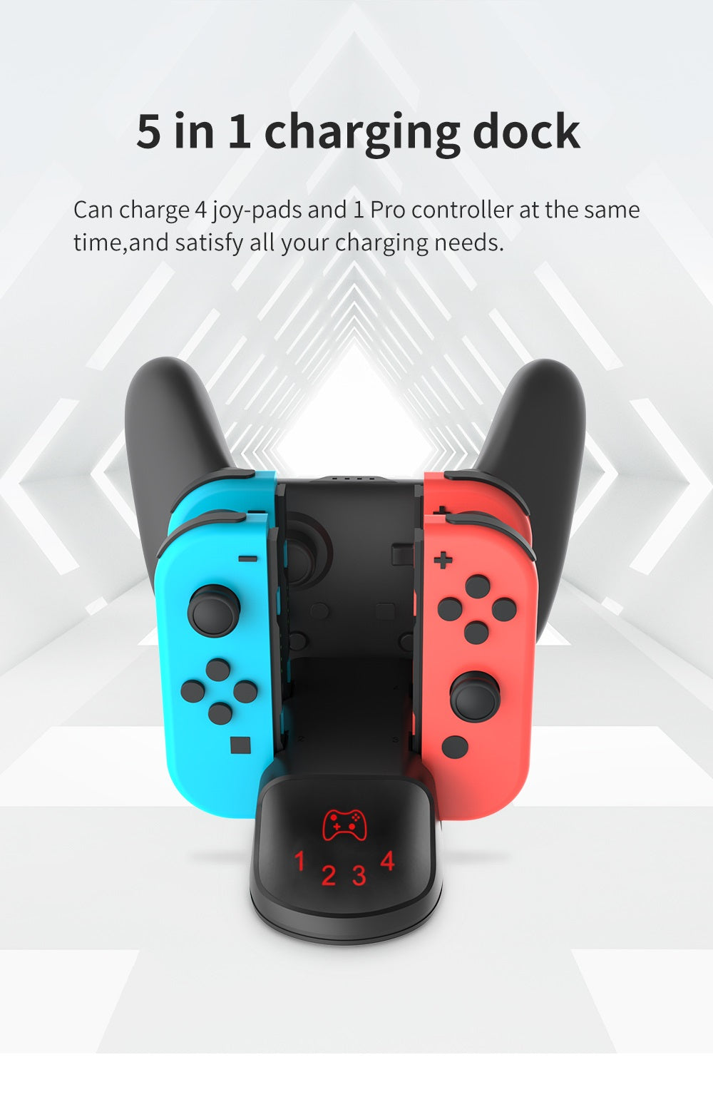 DOBE TNS-0137 2-IN-1 Joy-Con & Pro Controller Charging Stand For Nintendo Switch V1 / V2 / OLED