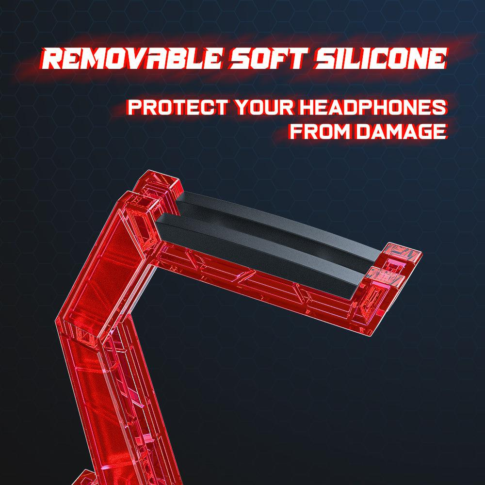 ONIKUMA ST-3 | Unique Design | Removable Soft Silicone | Anti-slip Base | Plastic Acrylic | Gaming Headsets Stand (Red)