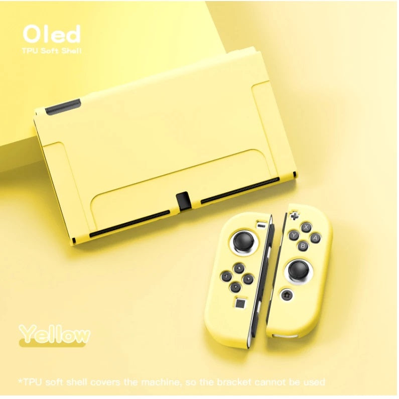360 Degree Omni-directional Protection Soft TPU Shell For Nintendo Switch OLED (Pastel Yellow)