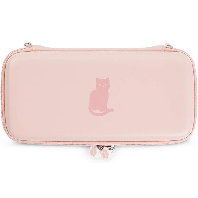 GEEKSHARE Nintendo Switch Slim Hard Carrying Case | PU Material | Cute & Eye-Catching | Carrying Case For Nintendo Switch V1 / V2 / OLED (Pink Cat Paw)