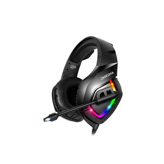 ONIKUMA K1-B | 50mm Driver | 7.1 Surround Sound | Adjustable Noise-Cancelling Microphone | Ergonomic | Wired RGB Gaming Headphones & Headsets (Black)