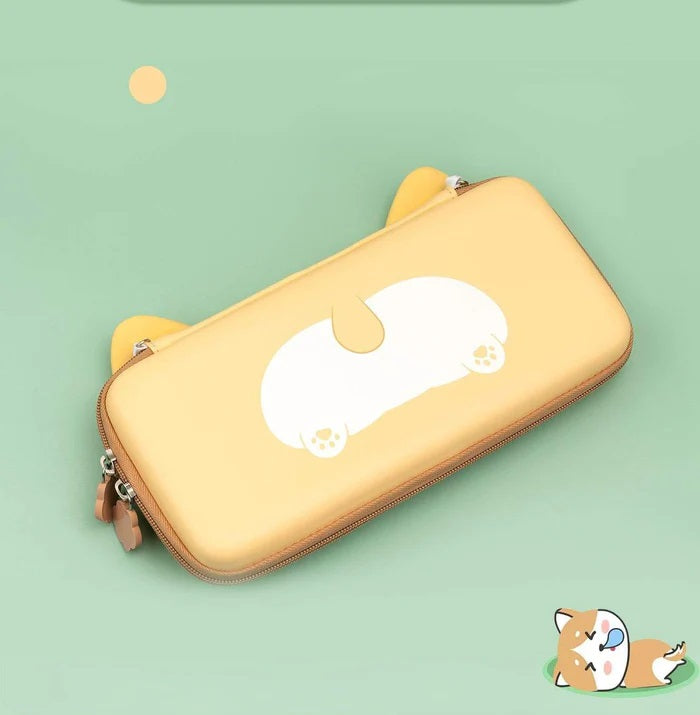 GEEKSHARE Nintendo Switch Slim Hard Carrying Case | PU Material | Cute & Eye-Catching | Carrying Case For Nintendo Switch V1 / V2 / OLED (Dog Ears Edition)