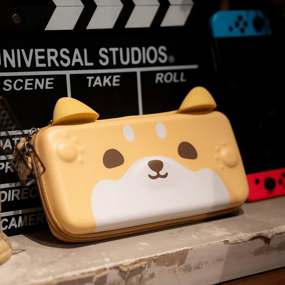 GEEKSHARE Nintendo Switch Slim Hard Carrying Case | PU Material | Cute & Eye-Catching | Carrying Case For Nintendo Switch V1 / V2 / OLED (Dog Ears Edition)