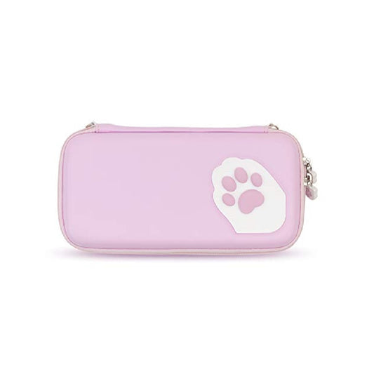 GEEKSHARE Nintendo Switch Slim Hard Carrying Case | PU Material | Cute & Eye-Catching | Carrying Case For Nintendo Switch V1 / V2 / OLED (Purple Cat Paw)