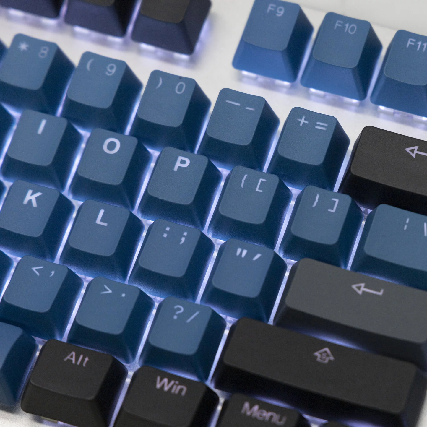 TAI-HAO Double Shot 132 Keycaps Set | PBT | Cubic OEM Profile | US Layout | Cherry MX Switch Types | Backlit | Keyboard Keycaps (Dark Forest Blue)