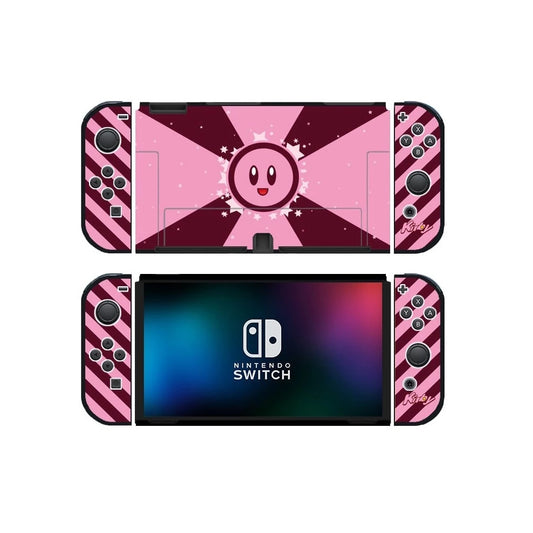 360 Degree Omni-directional Protection Hard PC Shell For Nintendo Switch OLED (Retro Pink Kirby Edition)