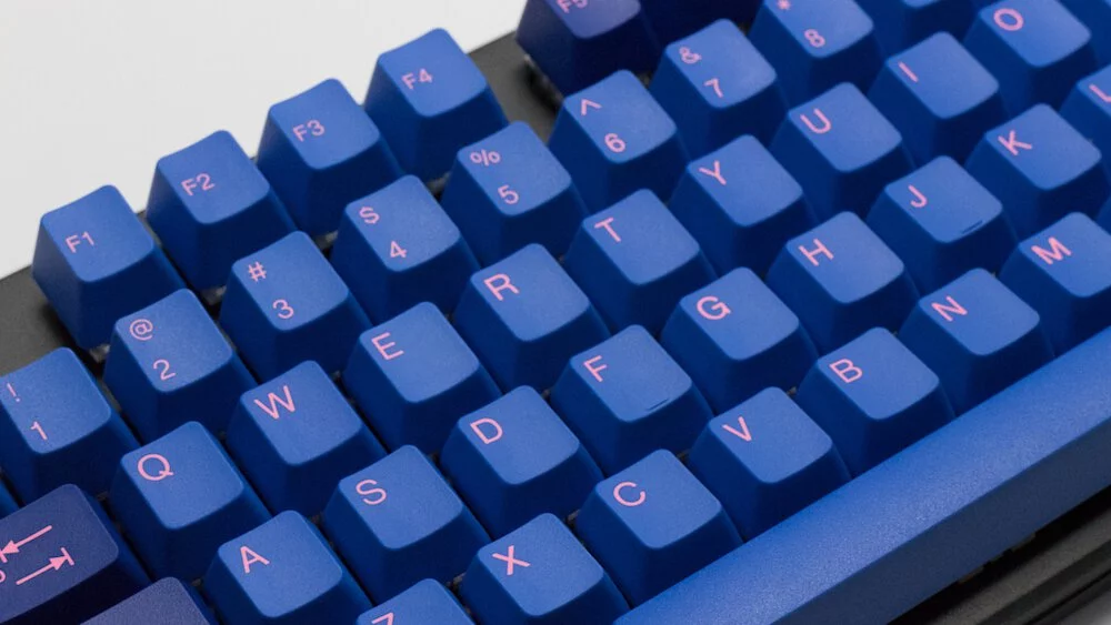 TAI-HAO Double Shot 104 Keycaps Set | ABS | US Layout | Cherry MX Switch Types | Keyboard Keycaps (Pink & Blue)