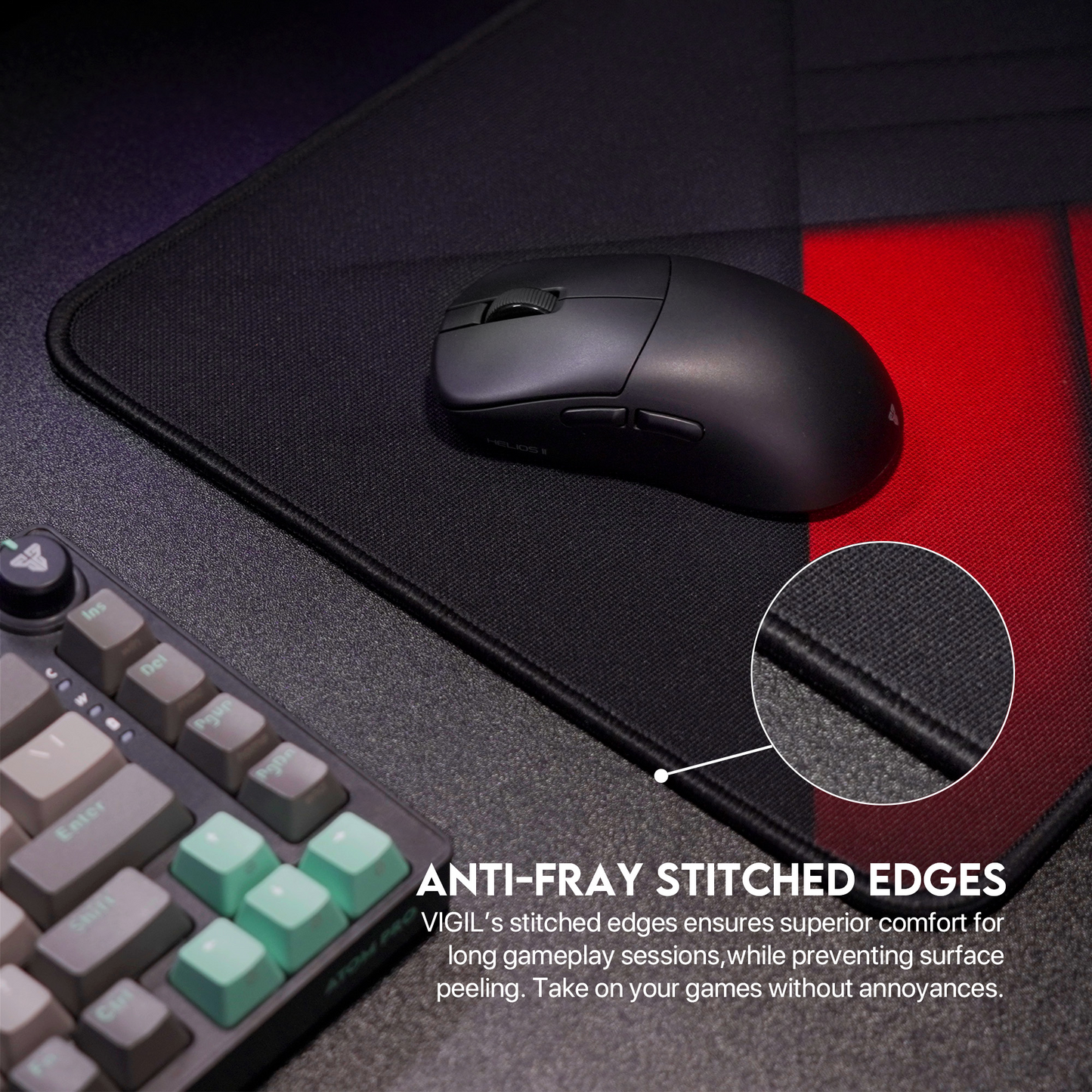 FANTECH MP365 Vigil | Anti-slip Rubber Base | Anti-fray Stitched Edge | Gaming Mousepad (Black / 350mm x 300m x 4mm)