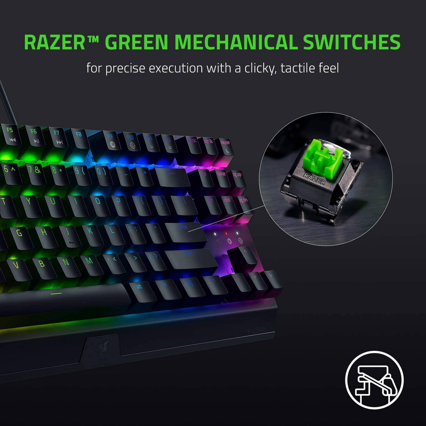 RAZER BlackWidow V3 | Razer Green Mechanical Switches | TKL | Programmable Keys | Aluminum Construction | Wired RGB Gaming Keyboard