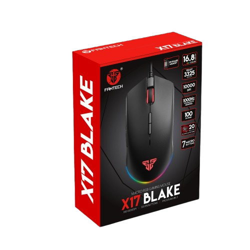 FANTECH X17 Blake | Adjustable 200 - 10000 DPI | Huano 20 Million Switch | 7 Programmable Buttons | Wired Macro RGB Gaming Mouse (Black)