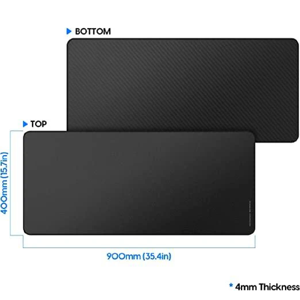 PULSAR ParaBrake V2 | Anti-slip Rubber Base | Ultra-Fine Woven Microfiber Surface | 360 Anti-fray Precision Stitching | Durable | Gaming Mousepad (Black / 900mm x 400m x 4mm)