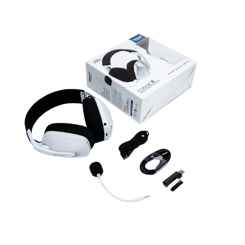 ARMAGGEDDON Cosmic III Lite | 40mm Large Speaker Driver | 20 Hours Playtime | Detachable Microphone | Tri-Connectivity Gaming Headphones & Headsets (White)