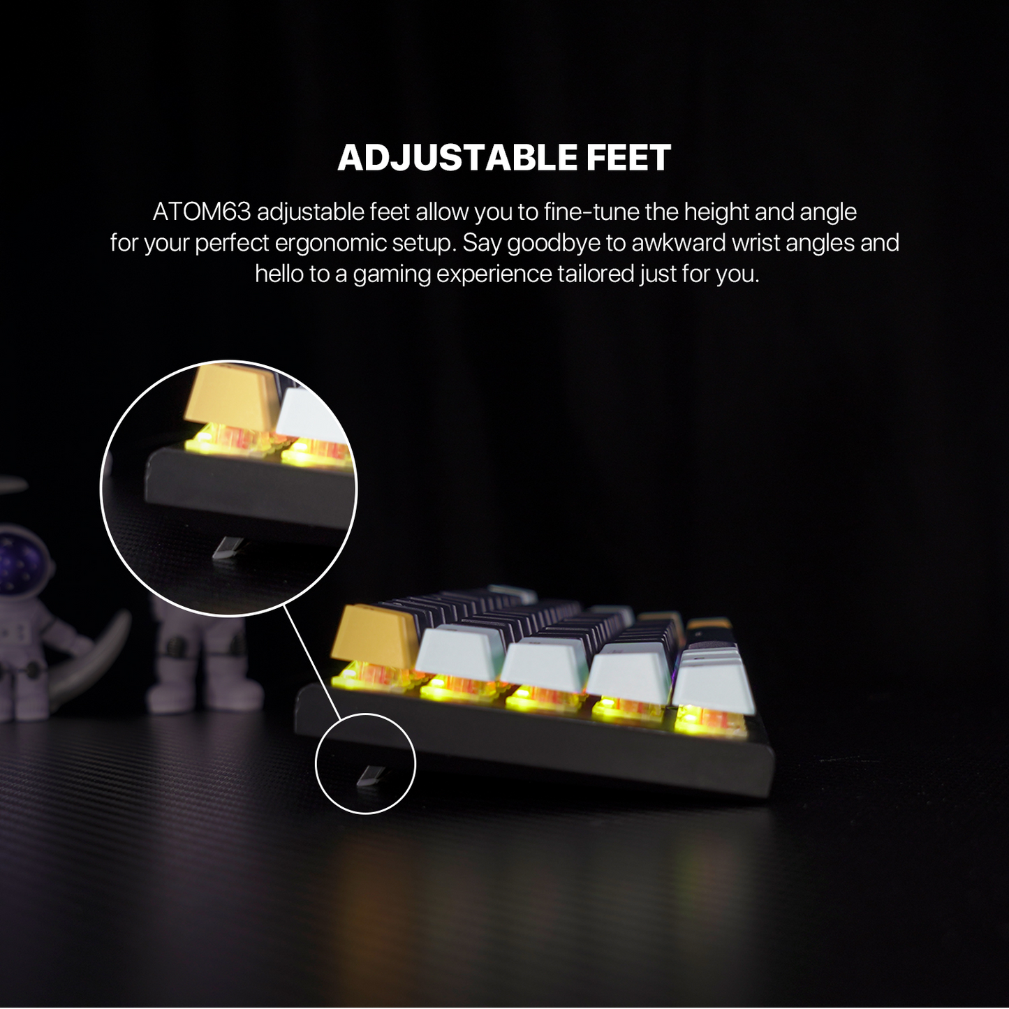 FANTECH MK874 V2 Atom 63 | Mechanical Switches | 63 Keys | 26 Keys Anti-Ghosting | 17 RGB Modes | 3-PIN Hot Swap | Wired RGB Gaming Keyboard (Mizu Skyblue Edition)