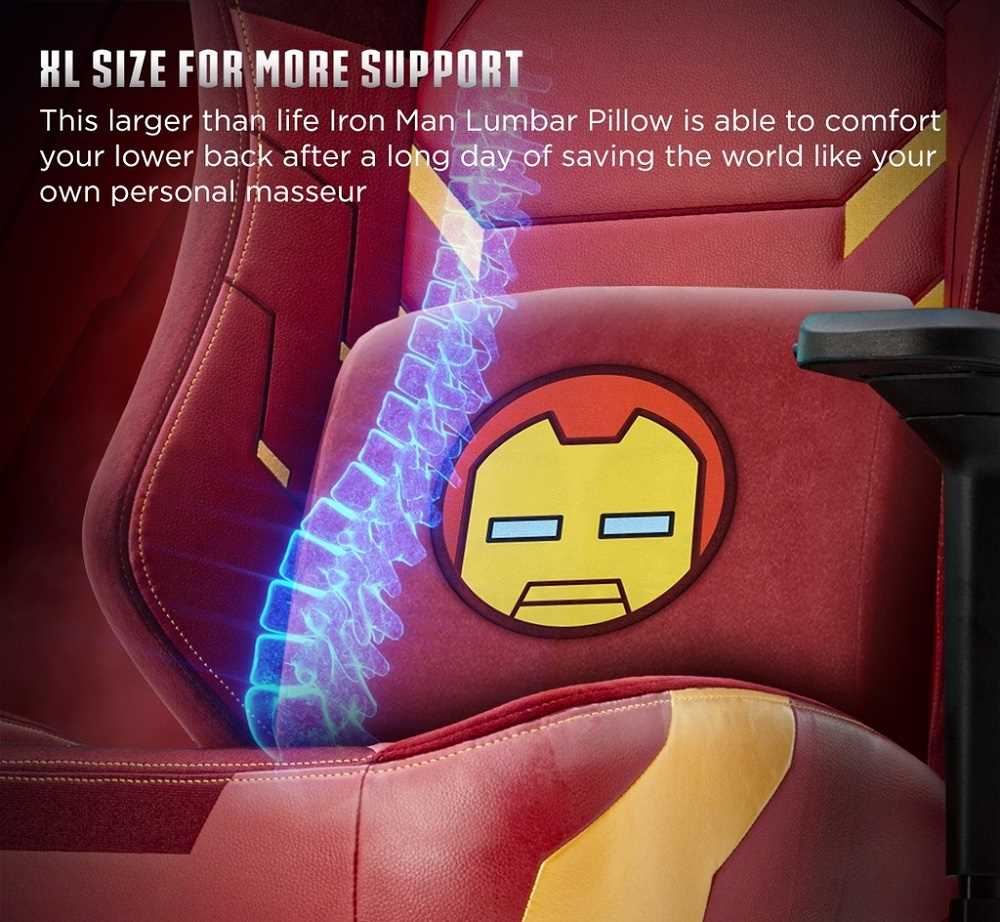 TTRacing XL Size Memory Foam Lumbar Pillow with Cooltec Gel (Iron Man Edition)