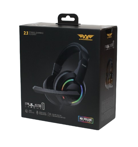 ARMAGGEDDON Pulse 1 Chroma | 40mm Large Drivers | Multi-Color LED | 2.1 Stereo Sound | USB-&-3.5mm-Jack-Connection RGB Gaming Headphones & Headsets (Black)