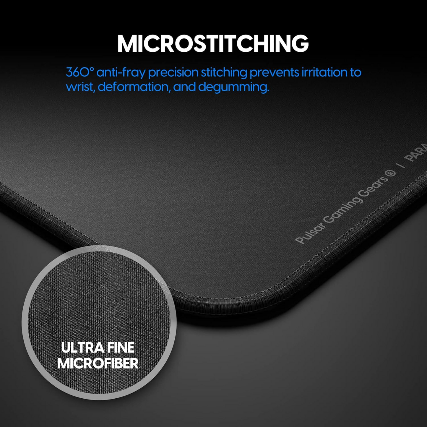 PULSAR ParaBrake V2 | Anti-slip Rubber Base | Ultra-Fine Woven Microfiber Surface | 360 Anti-fray Precision Stitching | Durable | Gaming Mousepad (Black / 900mm x 400m x 4mm)