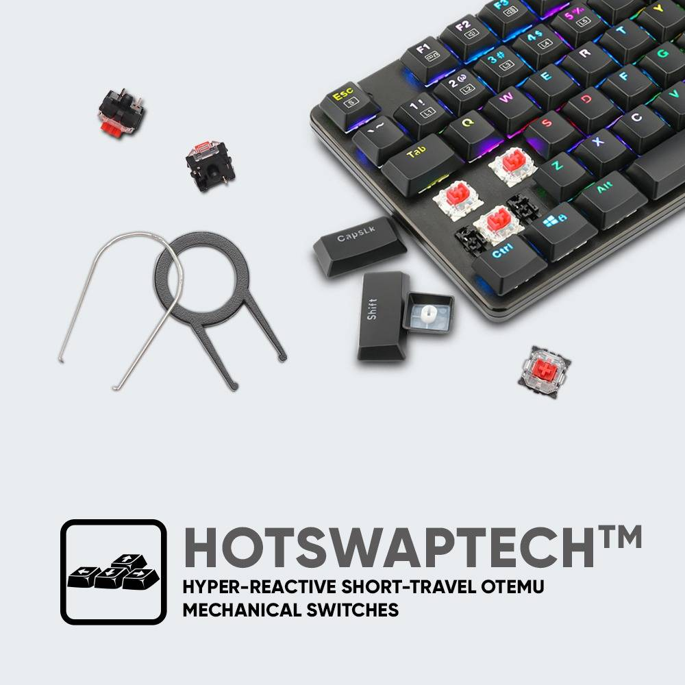 ARMAGGEDDON SMK-9R RGB Falconet | Short Clicky Mechanical Key | Low Profile TKL Design | Hotswap-able Switch | 87 Keys | Wired RGB Gaming Keyboard