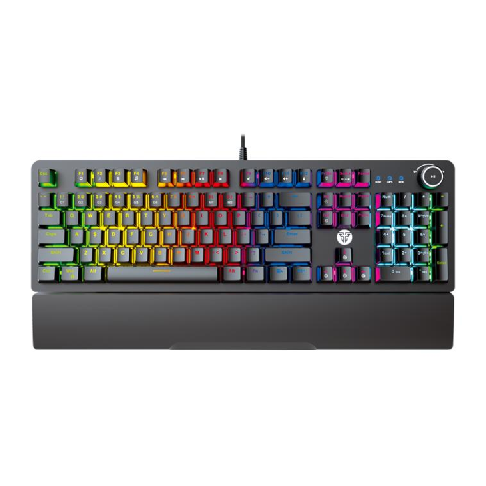 FANTECH MK853 V2 MAXPOWER | Red Mechanical Switches | 104 Keys | Full Key Anti-Ghosting | 22 Gradient RGB Modes | Ergonomic Wrist Rest | Wired RGB Gaming Keyboard (Black)