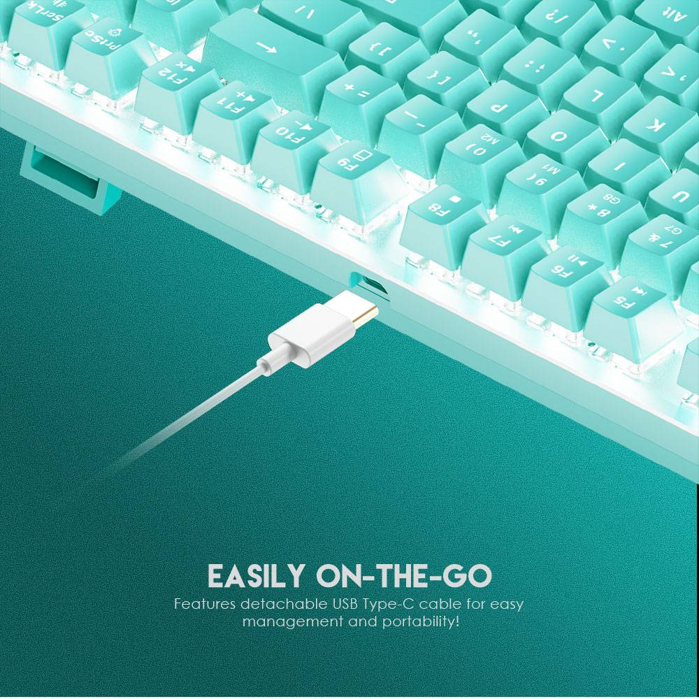 FANTECH MK856 MAXFIT87 | Mechanical Switches | 87 Keys | Full Key Anti-Ghosting | 22 Gradient RGB Modes | Programmable Macro Wired RGB Gaming Keyboard (Mint Edition)