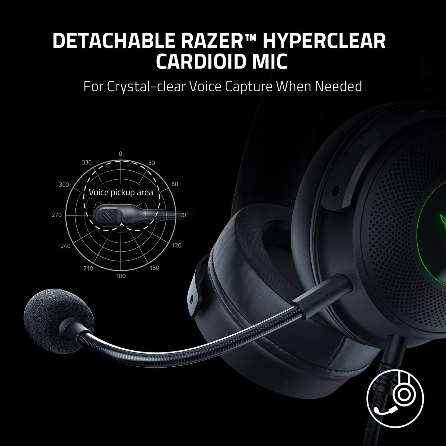 RAZER Kraken V3 | Razer Triforce 50mm Drivers | Detachable Razer Hyperclear Cardioid Mic | THX Spatial Audio | Advanced Passive Noise Cancellation | Razer Chroma RGB | Wired RGB Gaming Headphones & Headsets (Black)
