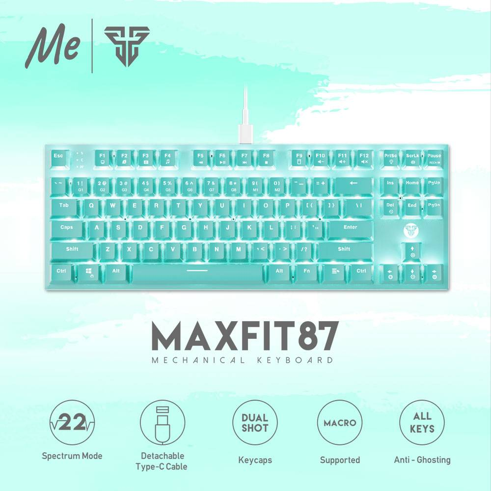 FANTECH MK856 MAXFIT87 | Mechanical Switches | 87 Keys | Full Key Anti-Ghosting | 22 Gradient RGB Modes | Programmable Macro Wired RGB Gaming Keyboard (Mint Edition)