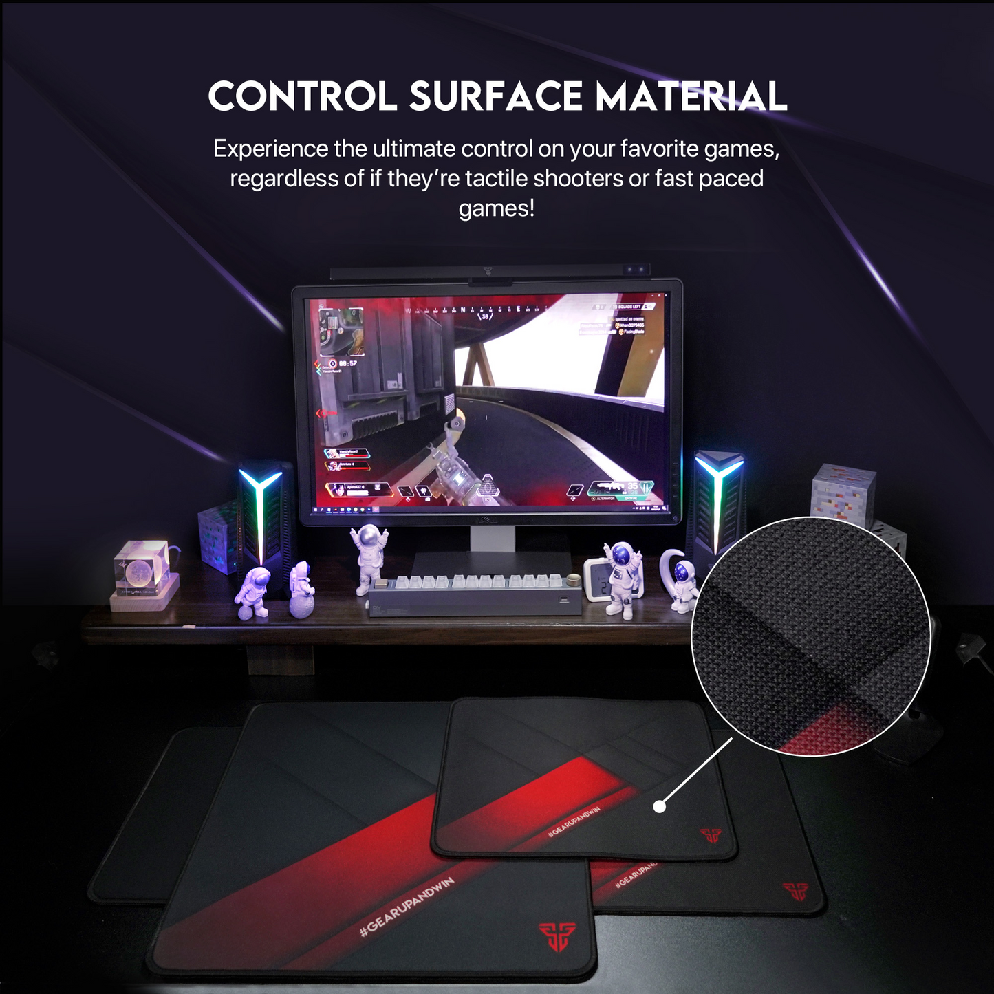 FANTECH MP365 Vigil | Anti-slip Rubber Base | Anti-fray Stitched Edge | Gaming Mousepad (Black / 350mm x 300m x 4mm)